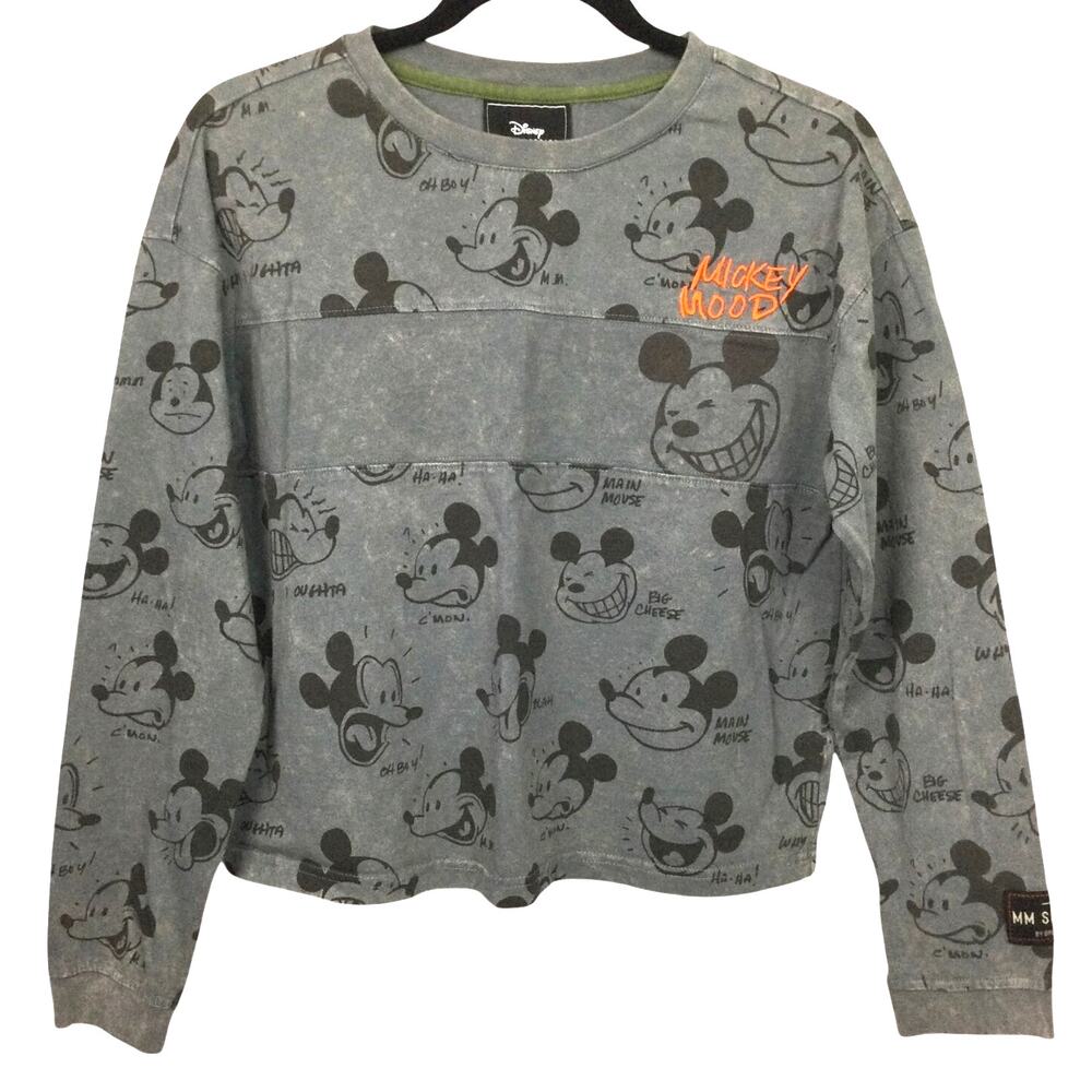Disney Artist Series Mickey Mood Graphic Crewneck Pullover Cropped Sweatshirt S